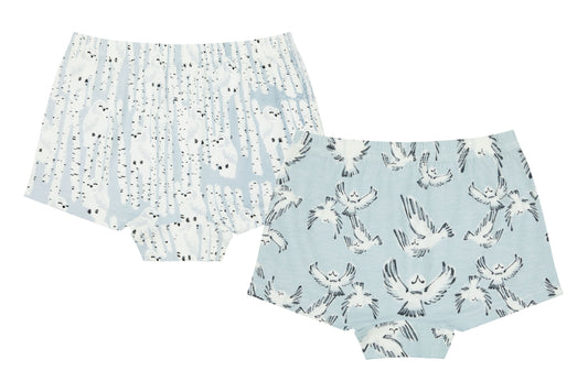 Nest Designs Bamboo Girls Boy Short Underwear (2 Pack) - Owls