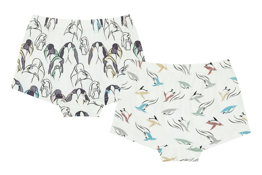 Nest Designs Bamboo Girls Boy Short Underwear (2 Pack) - Penguins