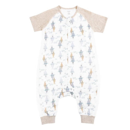 Nest Designs-0.6 TOG Raglan Bamboo Pima Short Sleeve Sleep Suit- Ocean Float