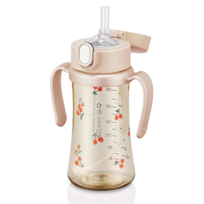 韩国Grosmimi Cherrish Weighted PPSU Straw Cup - 300ml - Rose Gold