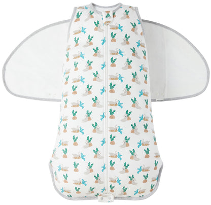 Nest Designs Organic Cotton Swaddle Sleep Bag 1.0 TOG - Lazy Rabbits(0-6M)