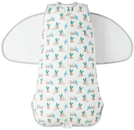 Nest Designs Organic Cotton Swaddle Sleep Bag 1.0 TOG - Lazy Rabbits(0-6M)