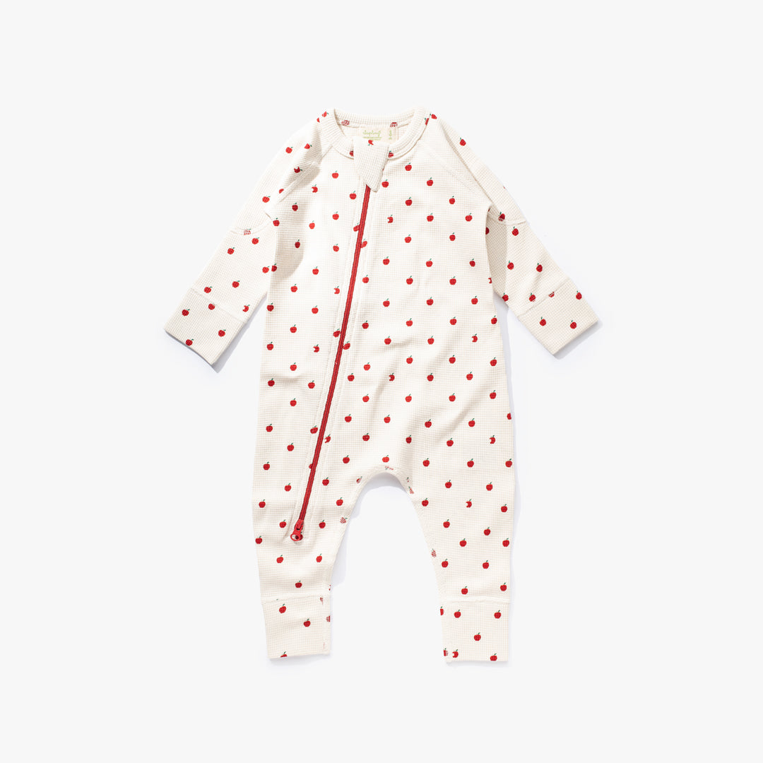 加拿大Sapling Child Apple Waffle Zip Romper-有机棉华夫系列