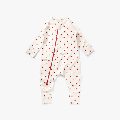 加拿大Sapling Child Apple Waffle Zip Romper-有机棉华夫系列