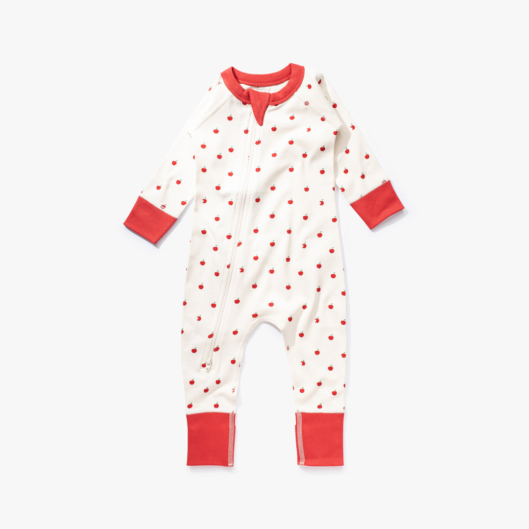 加拿大Sapling Child Apple Zip Romper-有机棉华夫系列