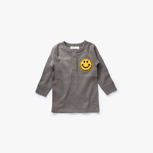 加拿大Sapling Child Be Happy Waffle Long Sleeve Tee-有机棉华夫系列