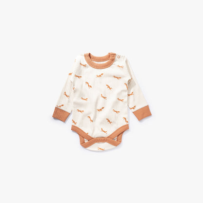 加拿大Sapling Child Fox Long Sleeve Bodysuit-有机棉华夫系列