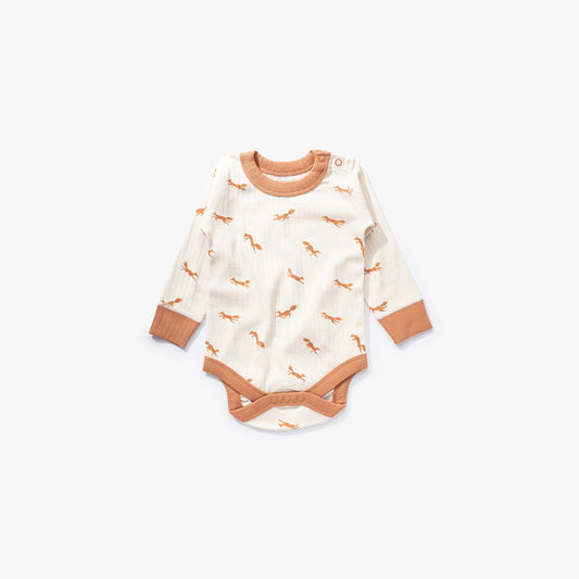 加拿大Sapling Child Fox Long Sleeve Bodysuit-有机棉华夫系列
