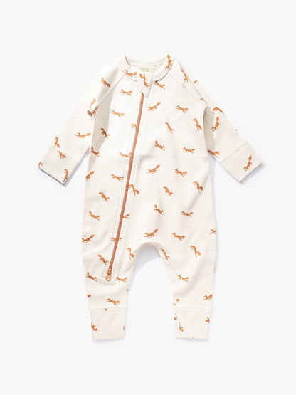 加拿大Sapling Child Fox Waffle Zip Romper-有机棉华夫系列