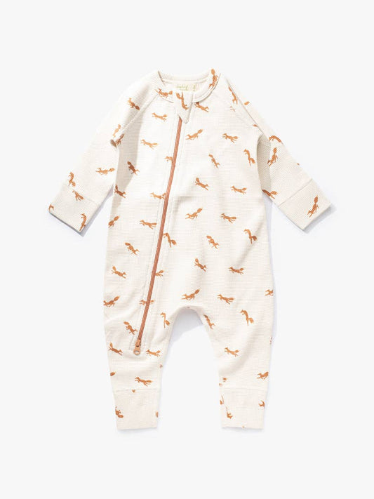 加拿大Sapling Child Fox Waffle Zip Romper-有机棉华夫系列