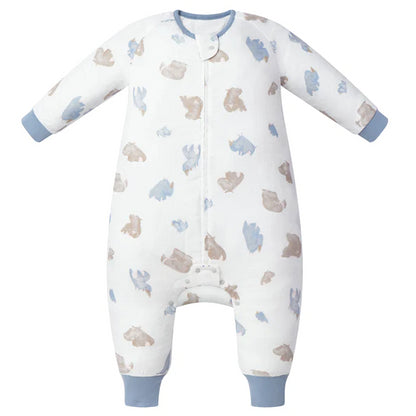 Nest Designs 0.6 TOG Pima Long Sleeve Footed Sleep Bag - Rhino Hippo