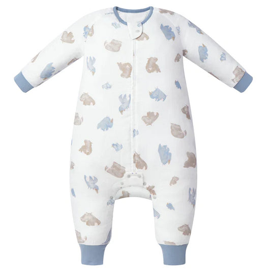 Nest Designs 0.6 TOG Pima Long Sleeve Footed Sleep Bag - Rhino Hippo