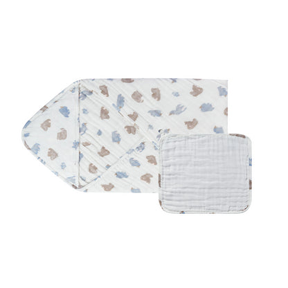 Nest Designs 9 Layer Organic Cotton Hooded Baby Towel - Rhino Hippo