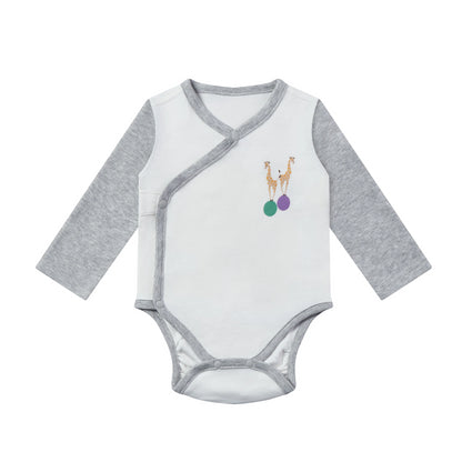 Nest Designs Organic Cotton Kimono Long Sleeve Onesie - Giraffe Shapes