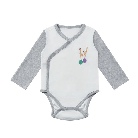 Nest Designs Organic Cotton Kimono Long Sleeve Onesie - Giraffe Shapes