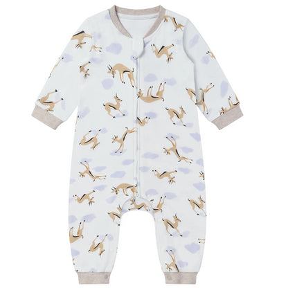Nest Designs Organic Cotton Long Sleeve Romper - Gazelle Sky