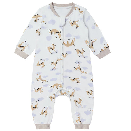 Nest Designs Organic Cotton Long Sleeve Romper - Gazelle Sky