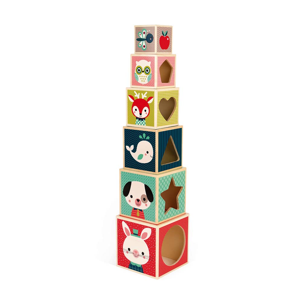法国Janod Baby Forest - 6 Block Pyramid
