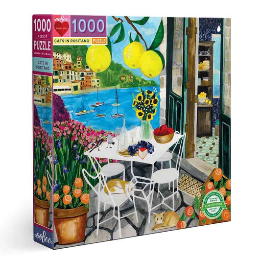 美国eeBoo绝美插画拼图 Cats in Positano 1000 Piece Puzzle