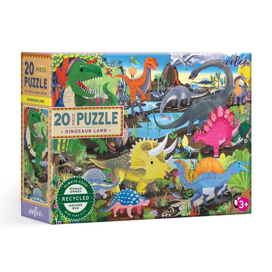 美国eeBoo绝美插画拼图 Dinosaur Land 20 Piece Puzzle儿童大颗粒拼图