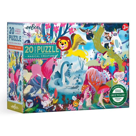 美国eeBoo绝美插画拼图 Magical Creatures 20 Piece Puzzle儿童大颗粒拼图