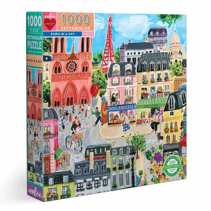 美国eeBoo绝美插画拼图 Paris in a Day 1000 Piece Rectangle Puzzle