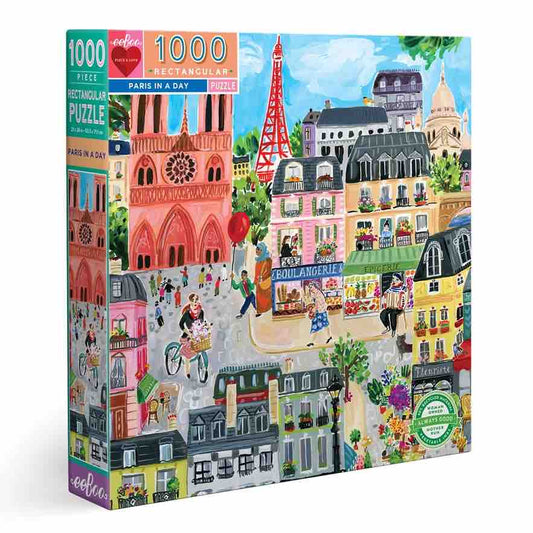 美国eeBoo绝美插画拼图 Paris in a Day 1000 Piece Rectangle Puzzle