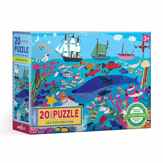 美国eeBoo绝美插画拼图 Sea Exploration 20 Piece Puzzle儿童大颗粒拼图