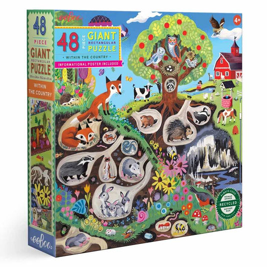 美国eeBoo绝美插画拼图 Within the Country 48 Piece Giant Puzzle儿童大颗粒拼图