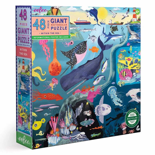 美国eeBoo绝美插画拼图 Within the Sea 48 Piece Giant Puzzle儿童大颗粒拼图
