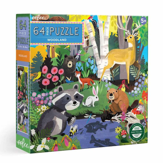 美国eeBoo绝美插画拼图 Woodland 64 Piece Puzzle儿童拼图