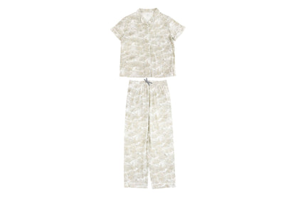 Nest Designs-Women’s Bamboo Short Sleeve Button-up PJ Set - Seagulls & Seagrass