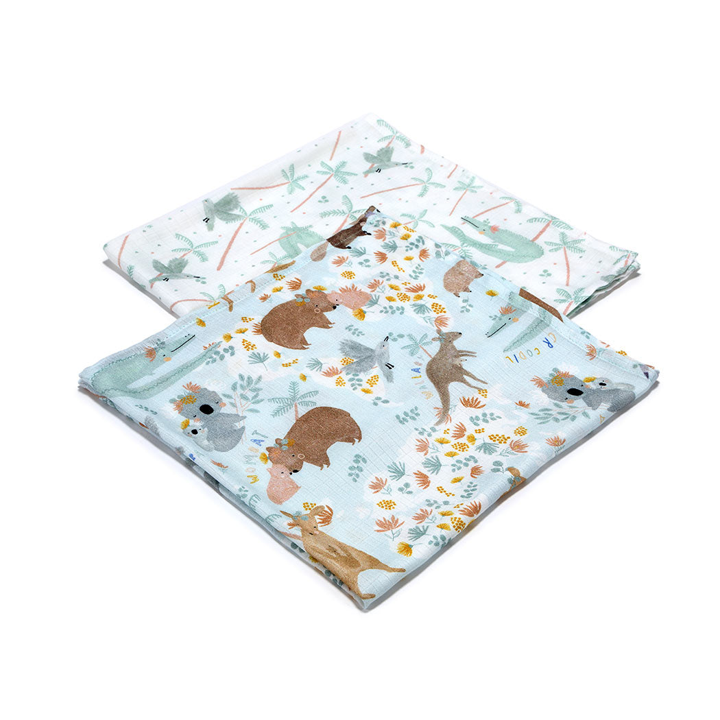 Bamboo Muslin Cloth Diaper - Dundee Friends Blue and Forest